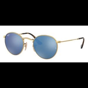 Ray-Ban Round Flat Lenses: Light blue gradient